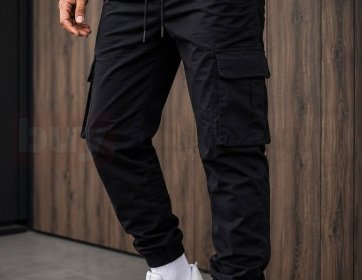 Erkek Siyah Kargo Jogger Pantolon