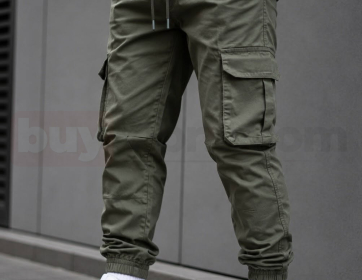 Erkek Haki Kargo Jogger Pantolon