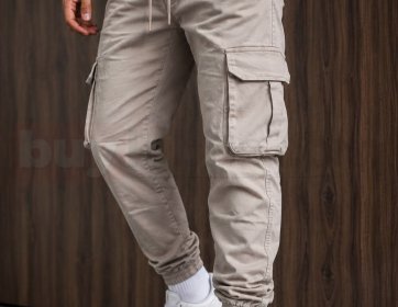 Erkek Taş Rengi Kargo Jogger Pantolon