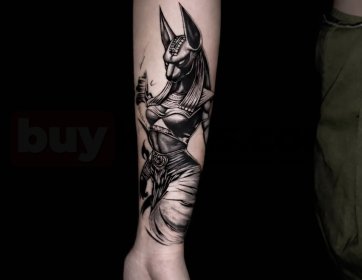 Anubis Figürlü Black & Grey Ön Kol Dövmesi