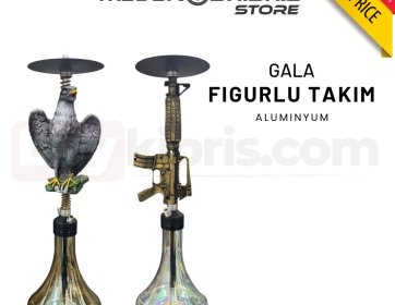 Gala Figürlü Alüminyum Nargile Takımı