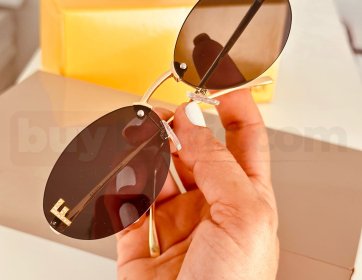 Fendi Çerçevesiz Gold Detaylı Oval Güneş Gözlüğü