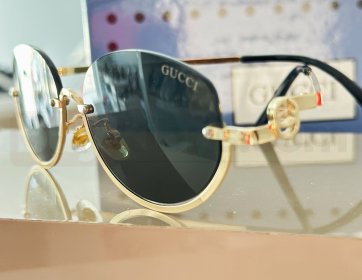 Gucci Gold Çerçeveli Yuvarlak Güneş Gözlüğü