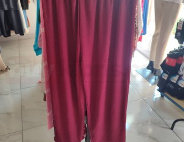Bordo Beli Lastikli Kadın Pantolon