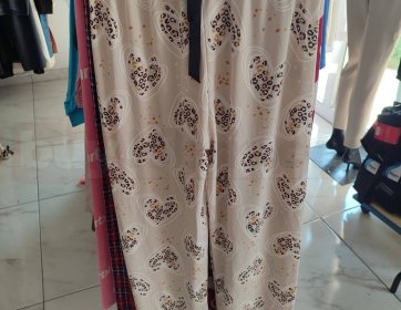 Leopar Kalp Desenli Kadın Pijama Altı