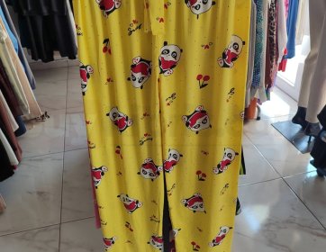 Sarı Panda Desenli Kadın Pijama Altı