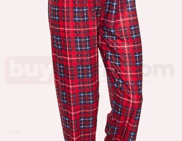Kırmızı Ekose Desenli Kadın Pijama Altı