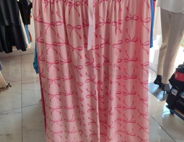 Pembe Kurdele Desenli Kadın Pijama Altı