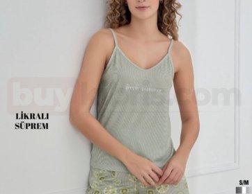 Yeşil Askılı Şortlu Kadın Pijama Takımı