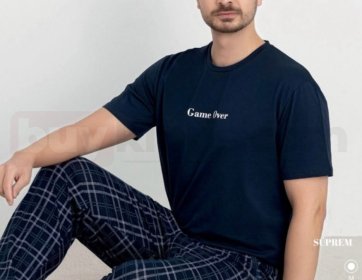 Lacivert Erkek Kısa Kollu Pijama Takımı