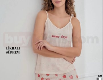 Somon Askılı Şortlu Kadın Pijama Takımı