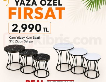 Cam Yüzey 3'lü Zigon Sehpa