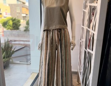 Çizgili Geniş Paça Pantolon