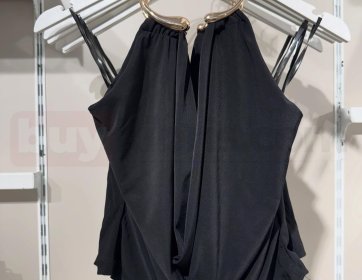 Halter Yaka Drapeli Bluz