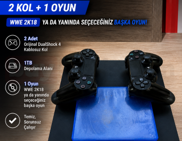 Ps4 Slim 1 TB + 2 Orjinal Ps4 Kolu + WWE2K18