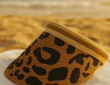 Leopar Desenli Hasır Vizör Şapka