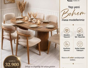 Ahşap Bohem Yemek Masası Takımı