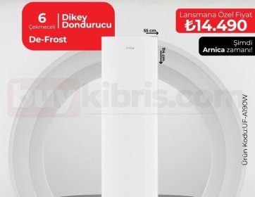 Arnica UFA290W – 6 Çekmeceli Dikey Derin Dondurucu (De-Frost)