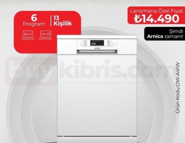 Arnica DW-A41W – 13 Kişilik Bulaşık Makinesi (6 Program)