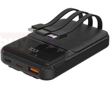 S-link P104 10000mAh PRM Dahili Kablolu HSC22.5W+PD20W Siyah LCD Taşınabilir Pil Şarj Cihazı Powerbank