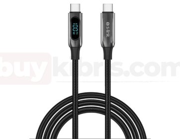 S-link Armor LED LCC-0100 100W 1m Type-C to Type-C PD Örgülü LED Başlıklı Siyah Hızlı Şarj Kablosu
