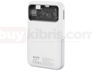 S-link MG300 10000mAh PD20W Magsafe 15W Kablosuz Type-C Beyaz Taşınabilir Metal Şarj Cihazı Powerbank