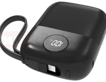 S-link MP110 10000mAh PD22.5W Type-C+Lightning Kablolu Siyah LCD Taşınabilir Pil Şarj Cihazı Powerbank