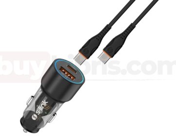 S-link SL-AC43TP TypeC to TypeC Kablolu 43W PD 25W + QC3.0 18W Siyah Araç Şarj Cihazı