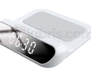 S-link SL-CW18 Beyaz Telefon Uyumlu 15W LCD Ekran Double Alarmli Kablosuz Şarj Cihazı