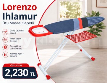 Lorenzo Ihlamur Ütü Masası Sepetli