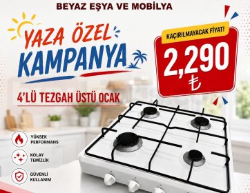 4’lü Tezgâh Üstü Gazlı Ocak