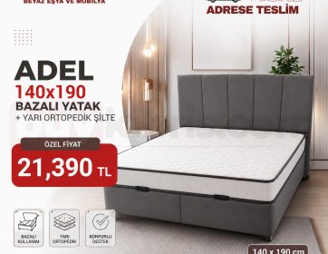 Adel 140x190 Bazalı Yatak + Yarı Ortopedik Şilte