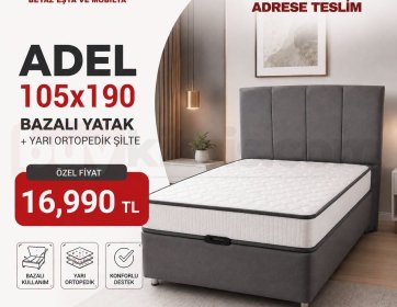 Adel 105x190 Bazalı Yatak + Yarı Ortopedik Şilte