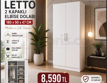 Letto 2 Kapaklı Elbise Dolabı