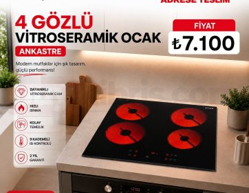 Arnica 4 Gözlü Ankastre Vitroseramik Ocak