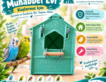 Muhabbet Kuşu & Küçük Kuşlar İçin Şık Ahşap Görünümlü Yuvalık – Pet Town