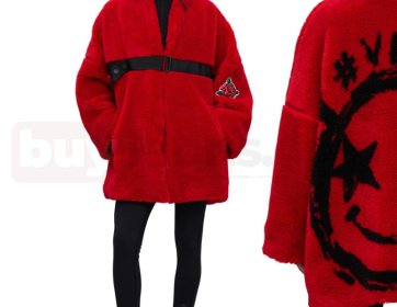 Kırmızı Oversize Peluş Mont – VDR