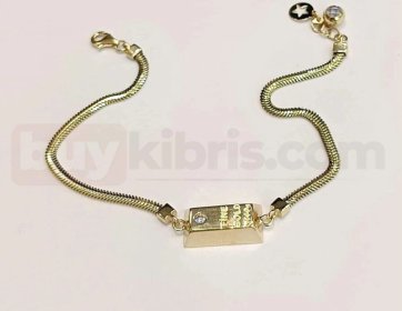 Modern Dikdörtgen Taş Detaylı Altın Bileklik