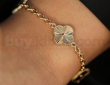Dört Yaprak Detaylı Altın Bileklik