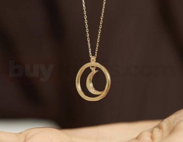 İkili Halka Tasarımlı Altın Kolye