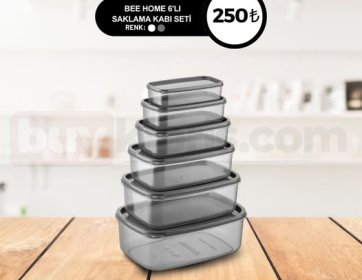 BEE HOME 6’LI SAKLAMA KABI SETİ RENK: ⚪ ⚫