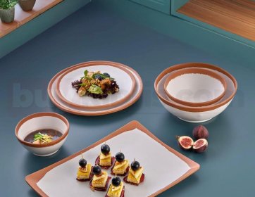 Terracotta Kenarlı Seramik Yemek Seti