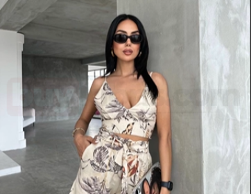 Tropikal Desenli Şortlu İkili Takım