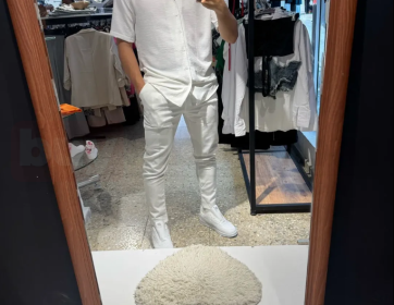 Beyaz Keten Takım (Gömlek + Pantolon)