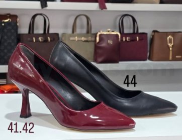 Bordo ve Siyah Topuklu Kadın Ayakkabı