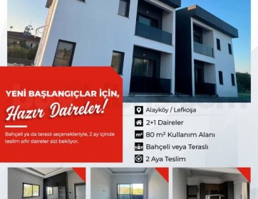 Alayköy’de Satılık Sıfır 2+1 Bahçeli ve Teraslı Daireler