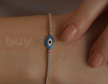 Altın Renk İnce Taşlı Nazar Figürlü Bileklik