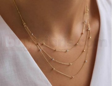 Altın Renk Katmanlı İnce Zincir Kolye