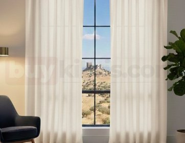 Krem Keten Dokulu Tül Perde Modeli