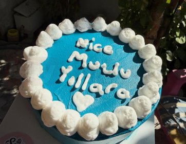 Mavi Kremalı Kişiye Özel Doğum Günü Pastası